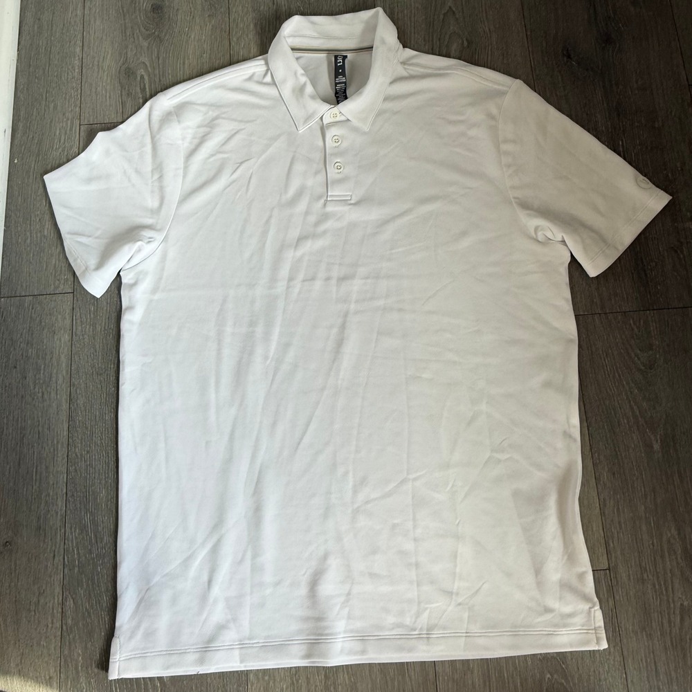 Vuori Mens White Polo Shirt Short Sleeve Size M Golf Athletic